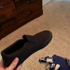 Black vans with tan bottoms